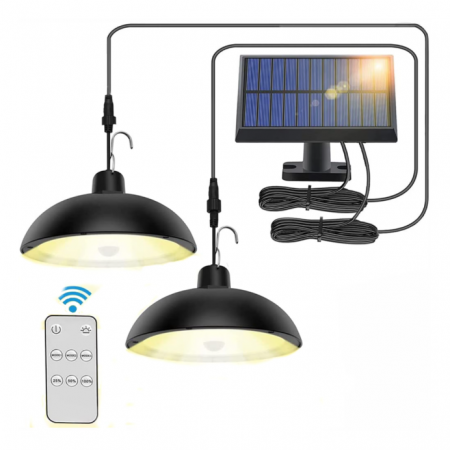 Set 2 Lampi Solare cu Abajur de Interior/Exterior cu telecomanda
