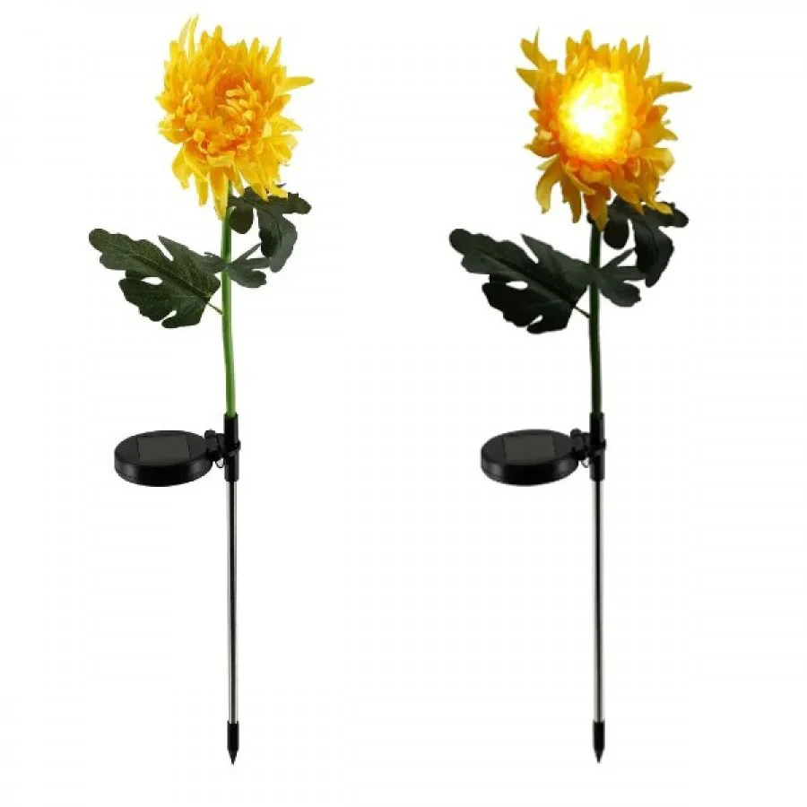 Set 2 lampi solare model floare Crizantema, pentru gradina iluminare decorativa exterior, inaltime 80 cm [4]