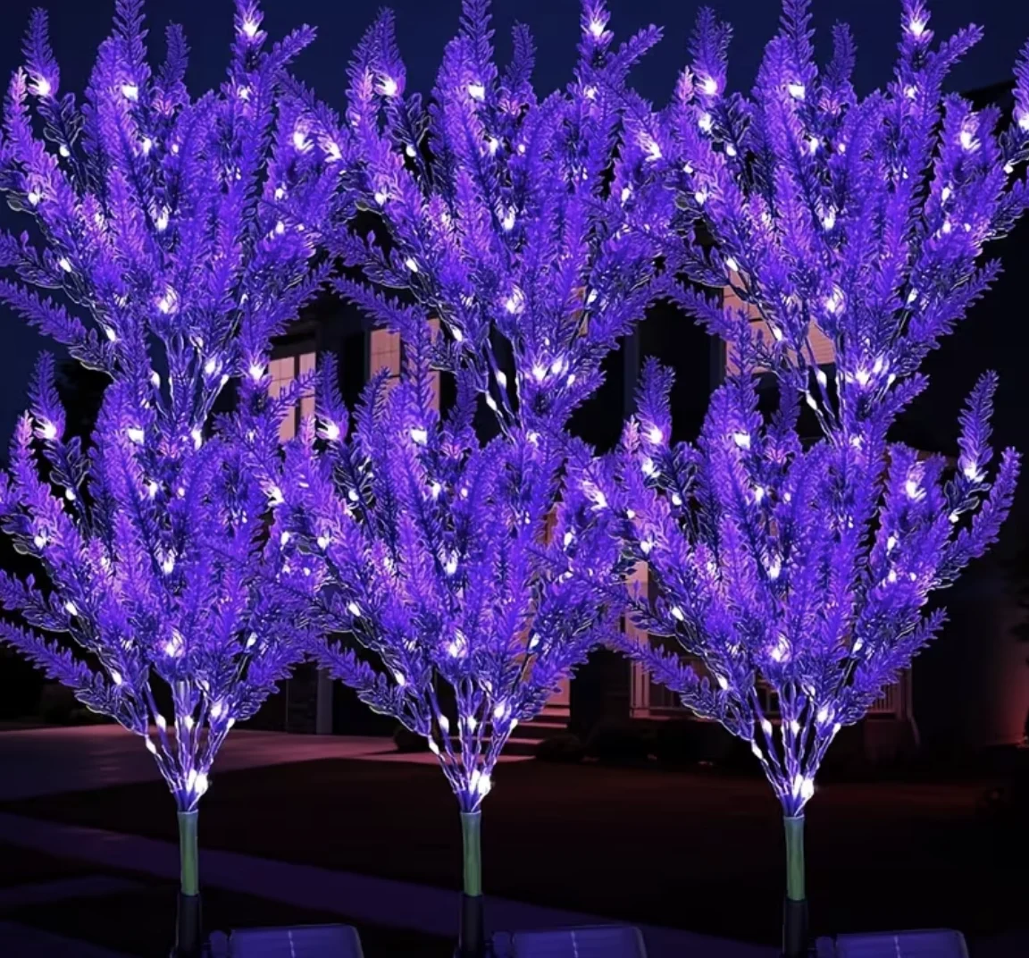 Set 2 Lampi Solare tip Lavanda, iluminare LED decorativa pentru gradina, exterior, aprindere automata