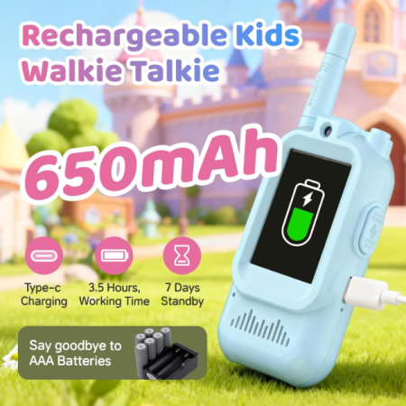 Set 2 Statii Walkie Talkie Video pentru Copii, Raza 400m, 11 Canale, Display LCD si Acumulator, Incarcare USB-C [5]