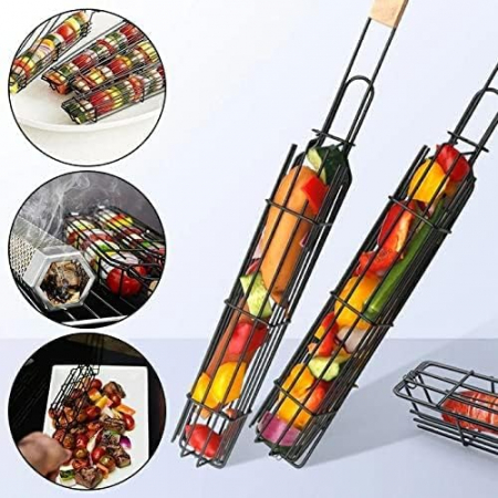 TOATE PRODUSELE - Set 2 ustensile pentru gratar, cu maner din lemn, 49x4.5x3.5cm