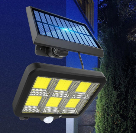 Set 2 x Proiector Solar 120 LED cu Senzor de Miscare + Cadou Lampa 100 LED [1]