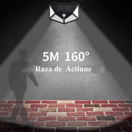 Set 4 Lampi solare cu 100 Leduri, Senzor de Miscare, 3 Moduri Iluminare [5]