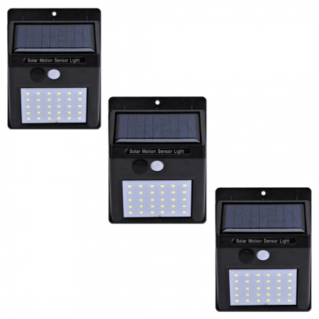 Set 3 Lampi Solare cu 30 Leduri si Senzor de Miscare