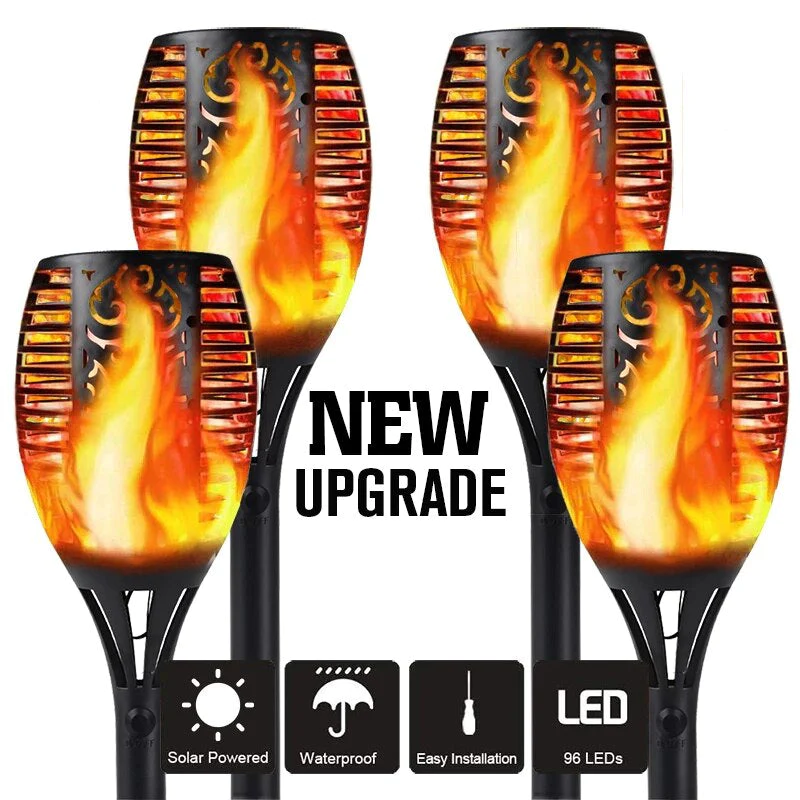TOATE PRODUSELE - Set 4 Lampa solara tip Torta cu efect flacara, varianta mare 78cm, 96LED