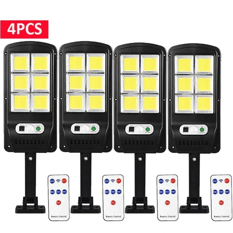 Set 4 x Lampa cu Incarcare Solara, 160 LED-uri COB, Senzor de Miscare, Telecomanda [1]