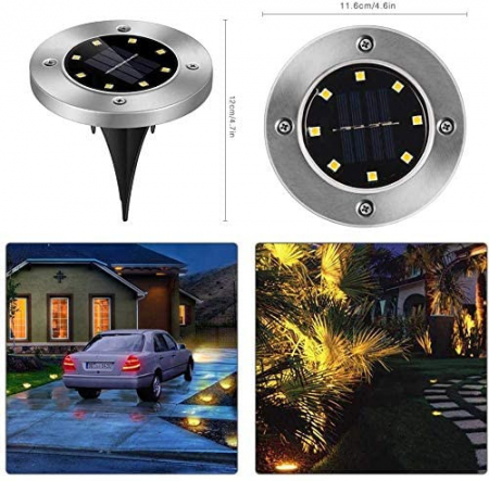 Set 4 x Lampa Solara 8 LED cu fixare in sol, Lumina calda [2]