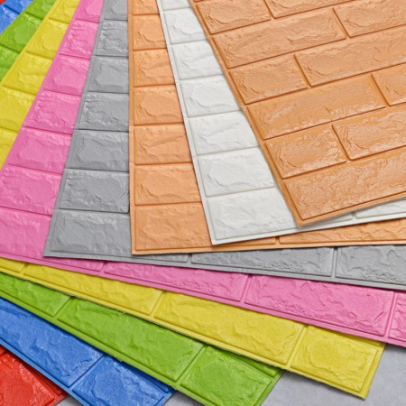 Set 5 Buc Tapet Autoadeziv 3D diverse culori, design caramida 70*77cm 3D, Roz /Verde /Galben /Negru /Albastru /Gri /Mov [5]
