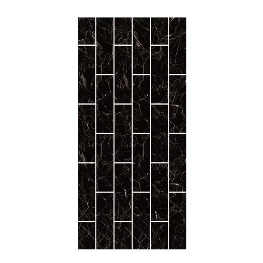 PLACI TAPET & MARMURA - Set 5 x Placa Tapet autoadeziv, spuma moale, adeziv puternic, 30x60cm, model caramida neagra
