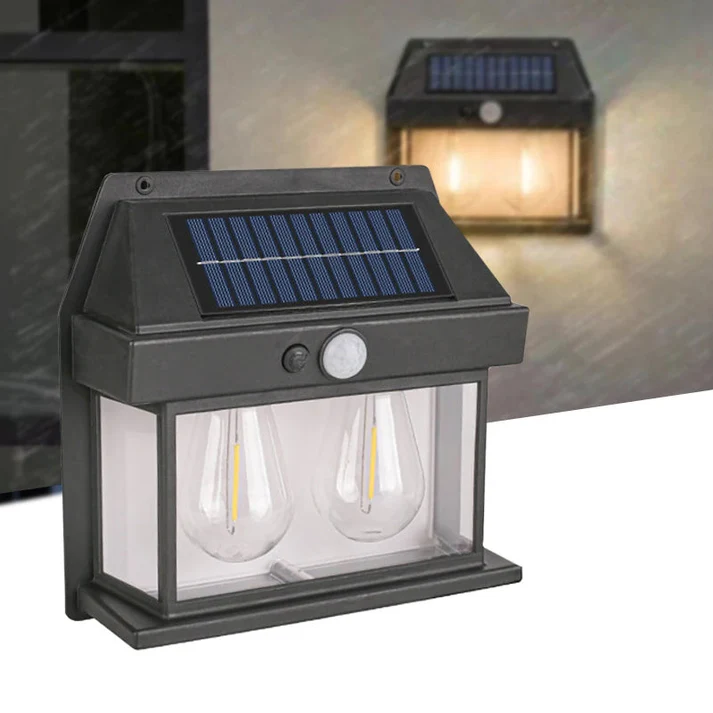 Set 6 x Lampa Solara de perete cu Senzor de Miscare, 2 Becuri, Lumina Puternica [3]