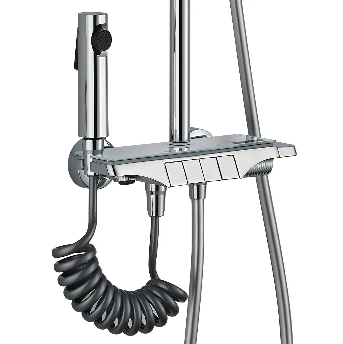 Set Baterie cu Coloana de Dus, Dus tip Ploaie, Termostat, Curgere apa in 4 moduri, Crom [4]