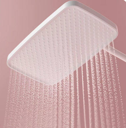 Set Baterie de Dus cu LED si Afisaj Digital, Termostat, 4 moduri de curgere a apei, Dus tip ploaie, din Cupru si Alama, Alb [2]