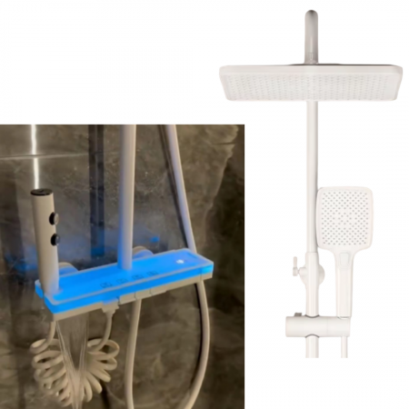 TOATE PRODUSELE - Set Baterie de Dus cu LED si Afisaj Digital, Termostat, 4 moduri de curgere a apei, Dus tip ploaie, din Cupru si Alama, Alb
