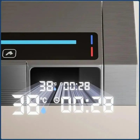 Set Baterie si Coloana de dus tip ploaie, Lumini LED, Afisaj Temperatura, 4 moduri de curgere a apei, Crom Satinat [2]