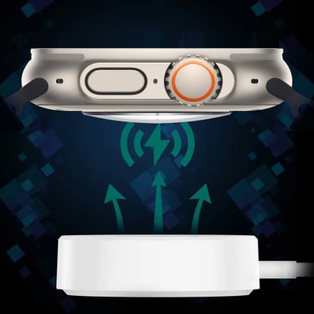 Set Ceas Smartwatch Ultra Plus + Casti Wireless, curea gri, Incarcator wireless [5]