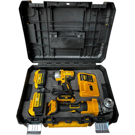 Set Cheie cu Impact + Flex / Polizor Unghiular, KraftRoyal, cu 2 Acumulatori 36V 8AH, fara perii [10]
