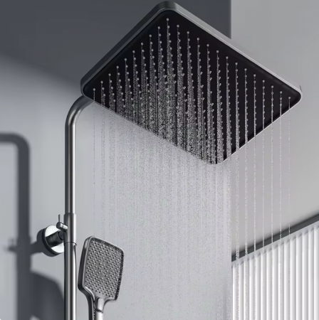 Set Coloana Baterie Dus cu Afisaj Electronic si Lumini LED, 4 tipuri de Curgere a apei, Premium, Gri [2]