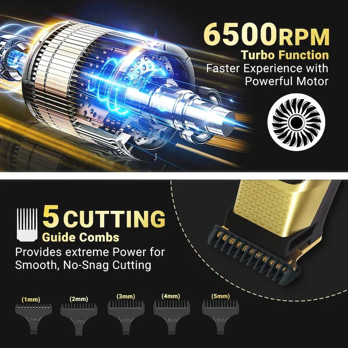 Set de Tuns si Ingrijire Barbati 3 in 1 VGR, Turbo, Display LED, 3 Capete, Autonomie 90 Minute, Auriu, V-366 [7]