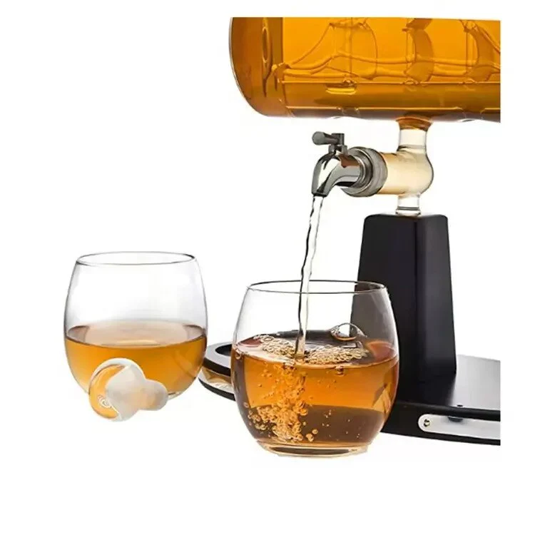 Set Decantor Whisky sub forma de corabie cu suport de lemn si 4 pahare, 1100ml [3]