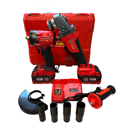 TOATE PRODUSELE - Set German Meister Masina cu Impact + Polizor / Flex, cu 2 Acumulatori 36V 8AH, + 4 Tubulare