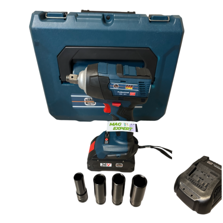Set German Meister Polizor Unghiular / Flex + Masina de insurubat cu Impact, cu 2 Acumulatori 36V 8Ah, Afisaj electronic baterie [6]