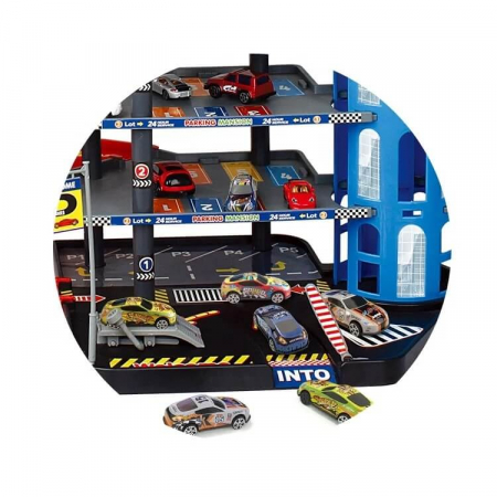 Set Jucarii baieti, Parcare supraetajata cu 7 nivele, 8 masinute metalice, accesorii, 77cm [1]