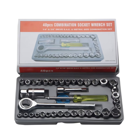 Set Masina de insurubat cu Impact cu 2 Acumulatori 48V + 40 Accesorii si Trusa chei tubulare cu clichet 40 piese [15]