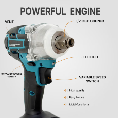 Set Masina de insurubat cu Impact cu 2 Acumulatori 48V + 40 Accesorii si Trusa chei tubulare cu clichet 40 piese [4]