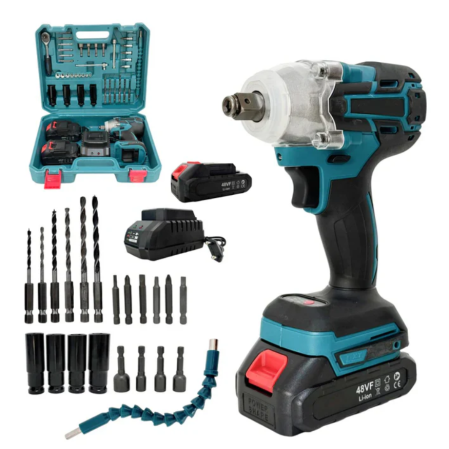 Set Masina de insurubat cu Impact cu 2 Acumulatori 48V + 40 Accesorii si Trusa chei tubulare cu clichet 40 piese [14]