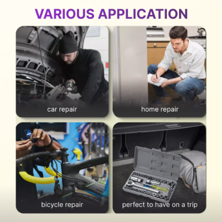 Set Masina de insurubat cu Impact cu 2 Acumulatori 48V + 40 Accesorii si Trusa chei tubulare cu clichet 40 piese [5]