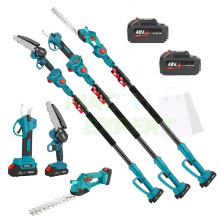 Set Mini Drujba, Foarfeca Electrica, Foarfeca Gard Viu, cu Tija Telescopica 2M si 2 Acumulatori 48V [0]
