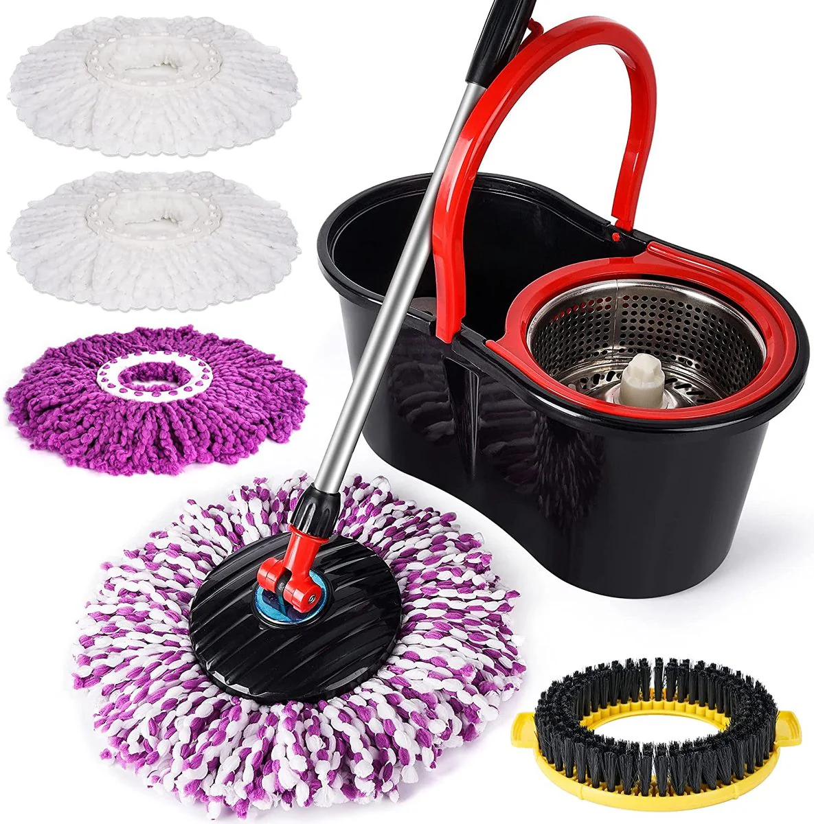 TOATE PRODUSELE - Set mop rotativ cu galeata Flippy, mop din microfibra, rezistent, cu dop scurgere, vas detasabil, capacitate 8 l