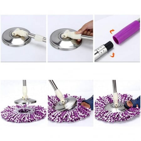 Set mop rotativ cu galeata Flippy, mop din microfibra, rezistent, cu dop scurgere, vas detasabil, capacitate 8 l [7]