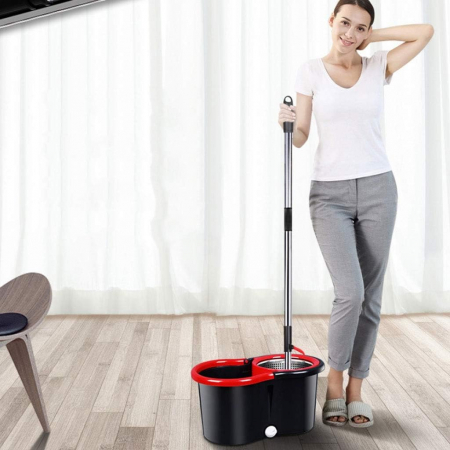 Set mop rotativ cu galeata Flippy, mop din microfibra, rezistent, cu dop scurgere, vas detasabil, capacitate 8 l [5]