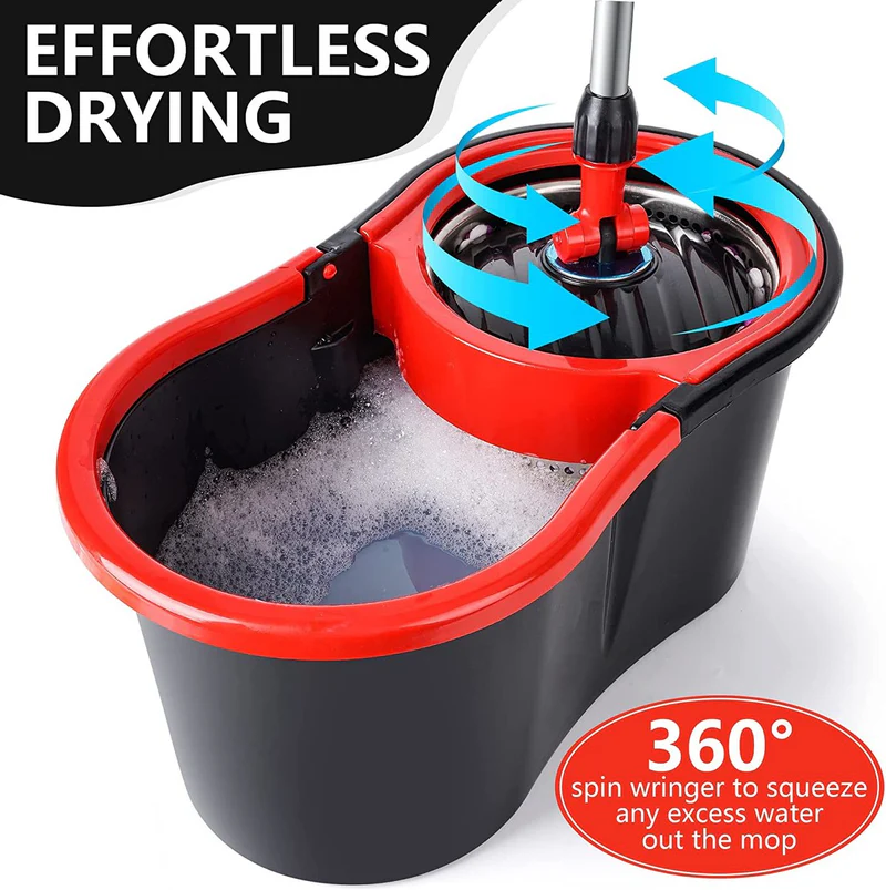 Set mop rotativ cu galeata Flippy, mop din microfibra, rezistent, cu dop scurgere, vas detasabil, capacitate 8 l [2]