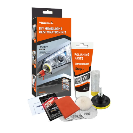 AUTO - Set polish faruri, discuri abrazive, pasta, bureti, restaurare faruri, 15 piese