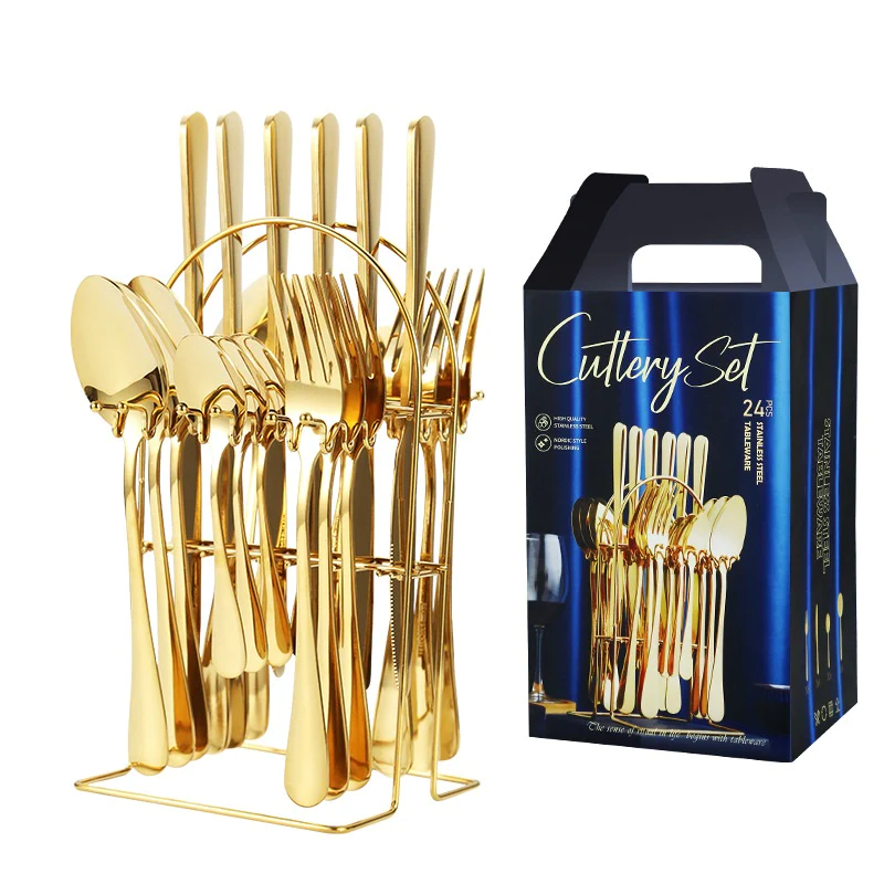 TOATE PRODUSELE - Set tacamuri 24 piese cu suport, otel inoxidabil