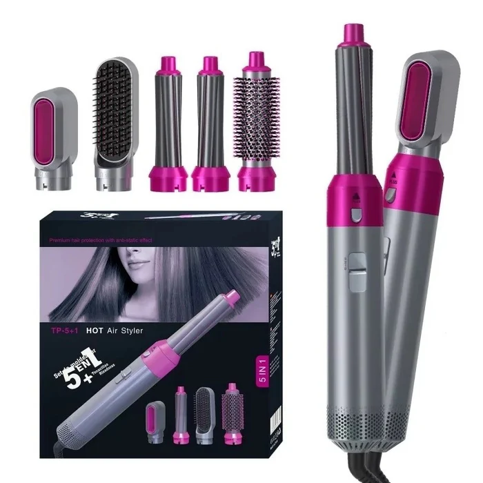 INGRIJIRE & FRUMUSETE - Set Uscator de Par, 5 in 1, Multifunctional pentru Coafare, Ondulator, Placa electrica, Dispozitiv automat