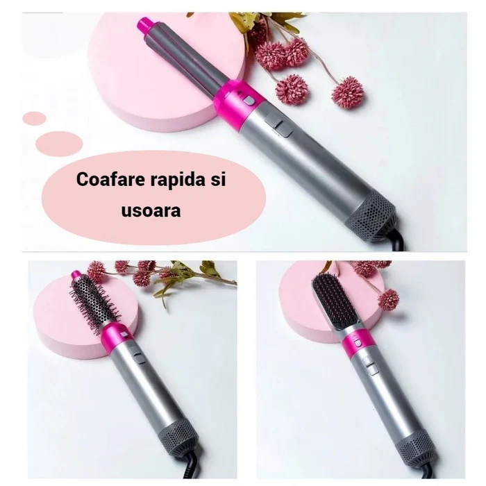 Set Uscator de Par, 5 in 1, Multifunctional pentru Coafare, Ondulator, Placa electrica, Dispozitiv automat [3]