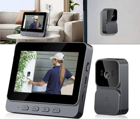 TOATE PRODUSELE - Sonerie Video Smart Wireless, Ecran IPS 4.3 inch, Night Vision, Infrarosu, Interfon Video HD, 8MP, comunicare bidirectionala, unghi de vizualizare 170°, acumulatori incorporati