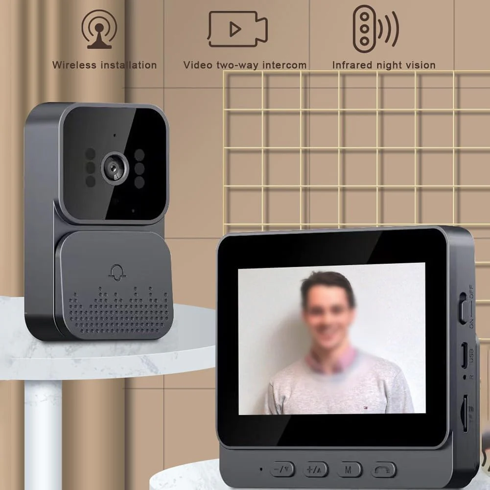 Sonerie Video Smart Wireless, Ecran IPS 4.3 inch, Night Vision, Infrarosu, Interfon Video HD, 8MP, comunicare bidirectionala, unghi de vizualizare 170°, acumulatori incorporati [6]