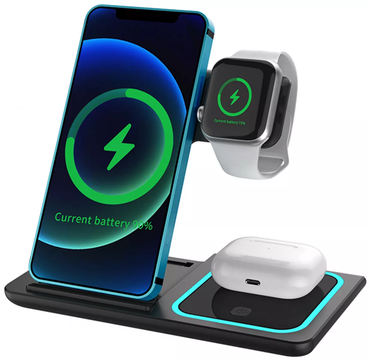 TOATE PRODUSELE - Statie Incarcare rapida 3 in 1 Qi, Fast Charger 15W, Compatibila cu iPhone, Airpods, Apple Watch