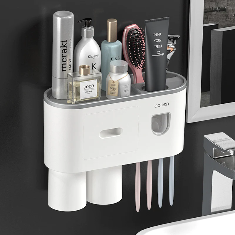 TOATE PRODUSELE - Suport 2 pahare magnetice si dispenser pasta de dinti cu 4 periute