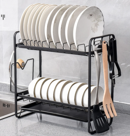 TOATE PRODUSELE - Suport de Vase metalic cu 2 nivele, design scandinav, Negru