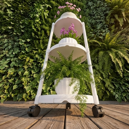 Suport flori 4 nivele cu roti, 132 cm, suport plante vertical pentru balcon, terasa, interior/exterior [3]