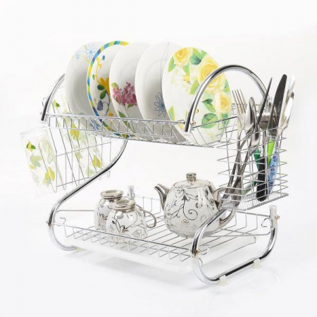 Suport Vesela si Tacamuri cu Tavita pentru scurgere, Inox 39x38.5x23.5 cm [1]