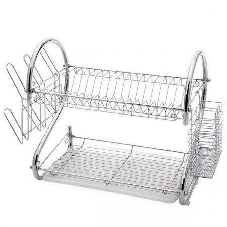 Suport Vesela si Tacamuri cu Tavita pentru scurgere, Inox 39x38.5x23.5 cm [2]