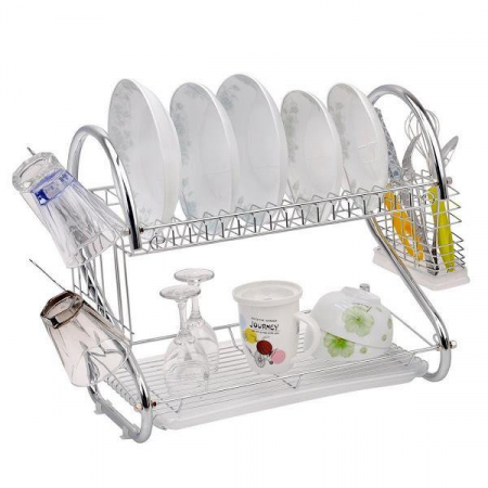 Suport Vesela si Tacamuri cu Tavita pentru scurgere, Inox 39x38.5x23.5 cm [3]