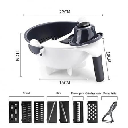 Razatoare Taietor Multifunctional de fructe si legume, pentru bucatarie, 7 moduri de taiere, QuickRotate [5]