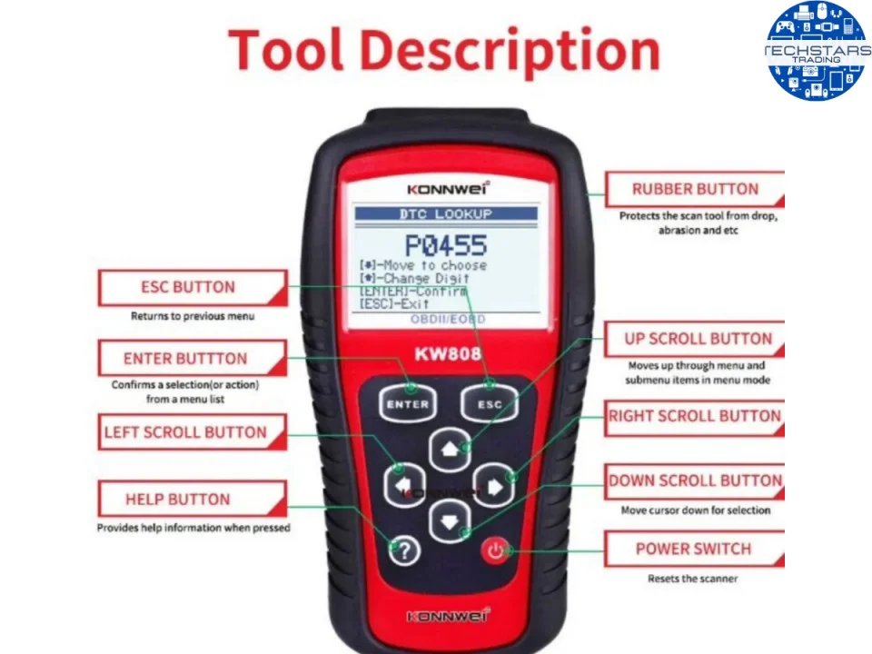 Tester auto universal, diagnoza, obd ii, eobd, senzor O2 test, konnwei kw808 [2]